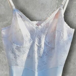 :M: Vintage White Slip with Lace Corset Style Bodice and Lace Trim.